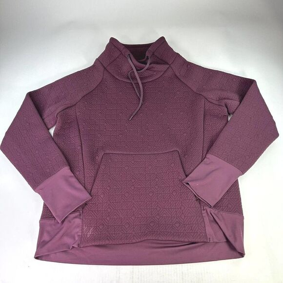 Athleta Ladie Tops Athleta Eggplant Purple Textured Sweatshirt Size M Turtleneck - Picture 1 of 15
